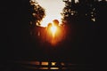 Couple in love enjoying moments during sunset Royalty Free Stock Photo