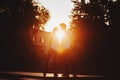 Couple in love enjoying moments during sunset Royalty Free Stock Photo