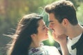 Couple love feeling. Loving harmony. First kiss. Royalty Free Stock Photo