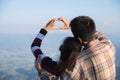 Couple in love, Focus on hands, Man and woman tourists in the mountains, Happy couple in love, Love couple, Love hug