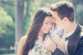 Couple love good feeling. Loving harmony. First kiss. Royalty Free Stock Photo