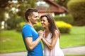 Couple in love are happy about buying a new home, family concept Royalty Free Stock Photo