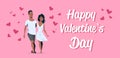 Couple in love happy valentines day concept african american man woman embracing walking together over heart shapes Royalty Free Stock Photo