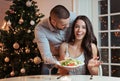 Couple in love, having a romantic dinner Royalty Free Stock Photo