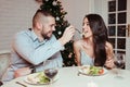 Couple in love, having a romantic dinner Royalty Free Stock Photo