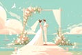 Couple in love having a wedding ceremony on the beach. Royalty Free Stock Photo
