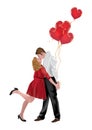 Couple in love with Heart Balloons