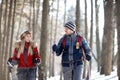 Couple in love hiking on mountain Royalty Free Stock Photo