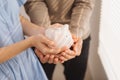 Couple in love. Couple hold pink pig bank Royalty Free Stock Photo