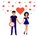 Couple in love holding hands. Characters for the feast of Saint Valentine. Vector Royalty Free Stock Photo