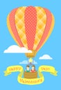 Couple in love on a hot air balloon Royalty Free Stock Photo