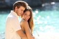 Couple in love hugging on a tropical beach Royalty Free Stock Photo