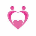 Couple love icon pink color template