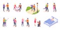 Couple in love isometric, dating and time together