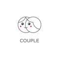 Couple in love kissing icon or logo in modern line style Royalty Free Stock Photo