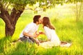 Couple in love kissing in nature