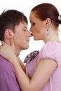 Couple in love kissing studio shoot Royalty Free Stock Photo