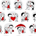 Couple in love kissing, valentine seamless pattern for your design Royalty Free Stock Photo