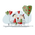 Couple in love kissing, valentine sketch for your