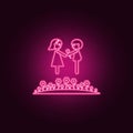 couple in love on a lawn icon. Elements of Family in neon style icons. Simple icon for websites, web design, mobile app, info