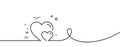 Couple Love line icon. Two Hearts sign. Continuous line with curl. Vector