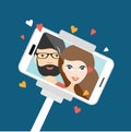 Couple in love making selfie photo.