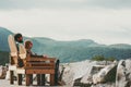 Couple in love Man and Woman relaxing together outdoor Travel Lifestyle concept family Royalty Free Stock Photo