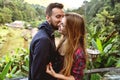 Couple in love with the mountains in the tropics Royalty Free Stock Photo