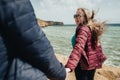 Couple in love by the ocean. Travel concept Royalty Free Stock Photo