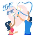 Couple In Love Painting Heart On Wall Cartoon