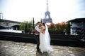 Couple in love in Paris, wedding photography Royalty Free Stock Photo