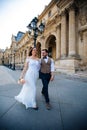 Couple in love in Paris, wedding photography Royalty Free Stock Photo