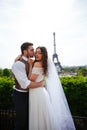 Couple in love in Paris, wedding photography Royalty Free Stock Photo