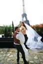 Couple in love in Paris, wedding photography Royalty Free Stock Photo