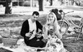 Couple in love picnic date. Spring weekend. First Date Ideas Guaranteed to Win Her Heart. Enjoying their perfect date Royalty Free Stock Photo