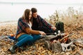 Couple in love on picnic Royalty Free Stock Photo