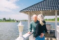 Couple in love in a pier Royalty Free Stock Photo