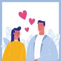 Couple in Love Portrait Flat Vector Illustration Royalty Free Stock Photo