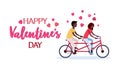 Couple in love riding tandem bicycle happy valentines day concept african american man woman lovers cycling twin bike