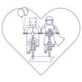 Couple in love riding together on bike, Wedding concept Royalty Free Stock Photo