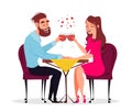 Couple in love, romantic evening in restaurant