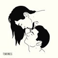 Couple in love. Romantic lovers faces. Linear sketch logo tattoo Royalty Free Stock Photo