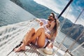 Couple in love on a sail boat in the summer Royalty Free Stock Photo