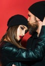 Couple in love, sensual lovers hugging and embracing. Close up fashion portrait of stylish young pretty couple in love Royalty Free Stock Photo