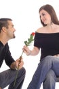 Couple in love sharing a rose Royalty Free Stock Photo