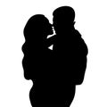 Couple in love silhouette, lovers beautiful man and woman hugging and are going to kiss outlines, icon, black and white outline dr