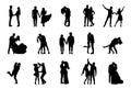 Couple love silhouette. Romantic couple silhouette set