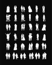 Couple in love silhouette vector big collection. Woman and man in love. Girl and boy dancing. Wedding couple, bride and groom. Royalty Free Stock Photo