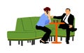 Couple in love sitting and talking vector people. Friends drinking coffee in bar after work. Royalty Free Stock Photo