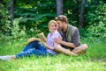 Couple in love spend leisure reading book. Couple soulmates at romantic date. Pleasant weekend. Romantic couple students